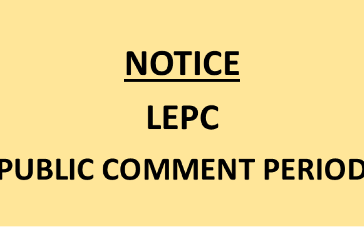 gold box with words notice lepc public comment period