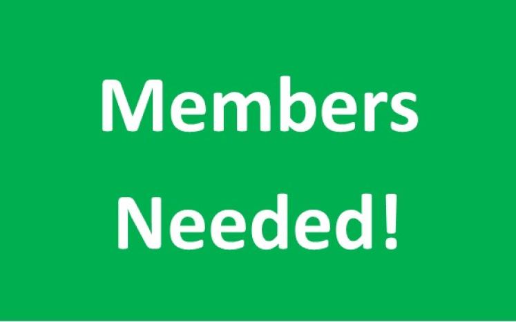 GREEN BACKGROUND WITH WHITE LETTERING - MEMBERS NEEDED